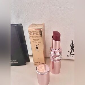 YSL NIB 3Pc Trousse Pouch, Candy Glaze Lipstick & Sample Y Parfum spray